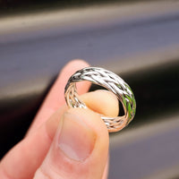 (Y) Solid 925 Sterling Silver 7mm Braid Band Ring