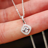 Solid 925 Sterling Silver & 8.5mm Simulated Diamonds Pendant Necklace