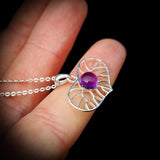 Solid 925 Sterling Silver & Natural Amethyst Heart Pendant Necklace