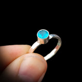 925 Sterling Silver & Blue Topaz hammer Finish Handmade Ring