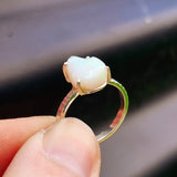 (Q) Solid 925 Sterling Silver & Natural Ethiopian Opal Handmade Ring