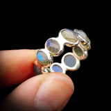 (R) Solid 925 Sterling Silver & Natural Labradorite Handmade Eternity Band Ring