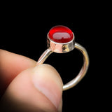 Rustic Handmade Solid 925 Sterling Silver & Natural Garnet Hammer Finish Ring