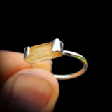 Solid 925 Sterling Silver & Natural Raw Imperial Topaz Handmade Ring