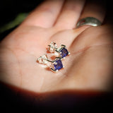 Natural Iolite & Solid 925 Sterling Silver Square Stud Earrings