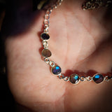 Solid 925 Sterling Silver & Natural Labradorite Handmade Chain Bracelet