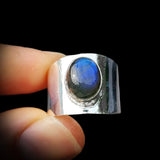 Solid 925 Sterling Silver & Natural Labradorite Handmade Cuff Ring