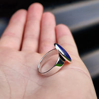 Solid 925 Sterling Silver & Natural Lapis Lazuli Oval Signet Ring