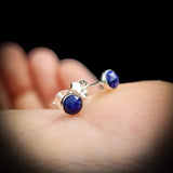 5mm 925 Sterling Silver & Lapis Lazuli Stud Earrings