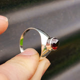(Z) Solid 925 Sterling Silver & Natural Garnet Large Signet Ring