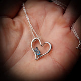 Solid 925 Sterling Silver & London Blue Topaz Heart Pendant Necklace