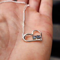 Solid 925 Sterling Silver & London Blue Topaz Heart Pendant Necklace
