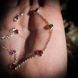 Solid 925 Sterling Silver & Natural Mixed Tourmaline Chain Bracelet