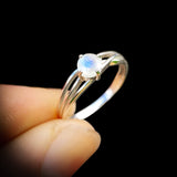 (R) Solid 925 Sterling Silver & Natural Moonstone Spiral Cage Ring