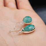 925 Sterling Silver &amp; Natural Amazonite Handmade Drop Earrings