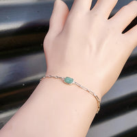 Solid 925 Sterling Silver & Natural Amazonite Rectangle Chain Bracelet