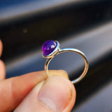 Solid 925 Sterling Silver & 10mm Natural Amethyst Round Signet Ring