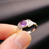 Solid 925 Sterling Silver & Natural Amethyst Celtic Knot Ring
