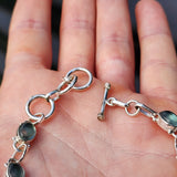 Solid 925 Sterling Silver & Natural Aquamarine Handmade Chain Bracelet