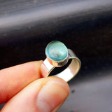 925 Sterling Silver & Natural Aquamarine Oval Handmade Ring