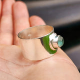 Rustic Handmade Solid 925 Sterling Silver & Natural Aquamarine Cuff Ring