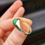 (Z) Solid 925 Sterling Silver & Natural Chrysoprase Large Signet Ring