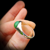 (Z) Solid 925 Sterling Silver & Natural Chrysoprase Large Signet Ring