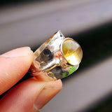 925 Sterling Silver & Natural Citrine Stone Handmade Cuff Ring