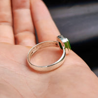 Rustic Solid 925 Sterling Silver & Natural Emerald Handmade Rectangle Ring