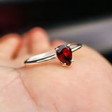 (R) Solid 925 Sterling Silver & Natural Garnet Pear Ring