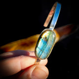 Solid 925 Sterling Silver & Natural Labradorite Handmade Cuff Bracelet