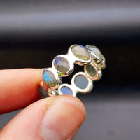 (R) Solid 925 Sterling Silver & Natural Labradorite Handmade Eternity Band Ring
