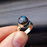 925 Sterling Silver & Natural Labradorite Faceted Round Handmade Ring