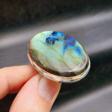 Solid 925 Sterling Silver & Natural Labradorite Handmade Oval Ring