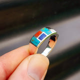 Solid 925 Sterling Silver & Natural Mixed Gemstone Band Ring