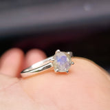 (M) Solid 925 Sterling Silver & Natural Moonstone Handmade Clawed Ring