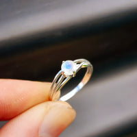 Solid 925 Sterling Silver & Natural Moonstone Spiral Cage Ring