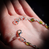 Solid 925 Sterling Silver & Natural Peridot Handmade Chain Bracelet