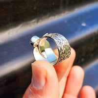 (Q) Solid 925 Sterling Silver & Natural Peridot Leaf Cuff Ring