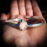 Solid 925 Sterling Silver & Natural Pink Opal Cuff Bracelet