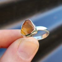 (R) Solid 925 Sterling Silver & Natural Raw Madeira Citrine Irregular Ring