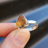 (R) Solid 925 Sterling Silver & Natural Raw Madeira Citrine Irregular Ring