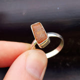 (T) Solid 925 Sterling Silver & Natural Raw Orange Kyanite Irregular Shaped Ring