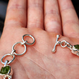 Solid 925 Sterling Silver & Natural Raw Peridot Handmade Chain Bracelet