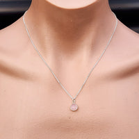 Solid 925 Sterling Silver & Natural Rose Quartz Faceted 9mm Drop Pendant Necklace