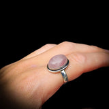 Solid 925 Sterling Silver & Natural Rose Quartz Rustic Handmade Ring