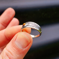 Solid 925 Sterling Silver & Natural Tiger Eye Band Ring