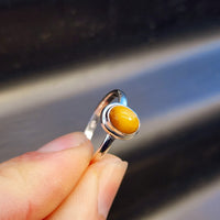 (R) Solid 925 Sterling Silver & Natural Tiger Eye Oval Solitaire Ring