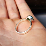 (Q) Solid 925 Sterling Silver & Natural Tourmaline Clawed Round Solitaire Ring