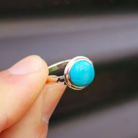 Solid 925 Sterling Silver & Natural Turquoise 11mm Round Signet Ring